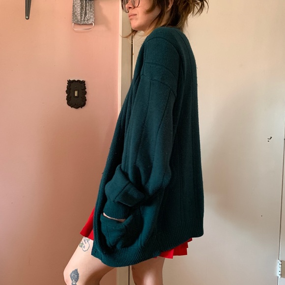 Vintage Baggy Green Cardigan Sweater - Picture 3 of 4